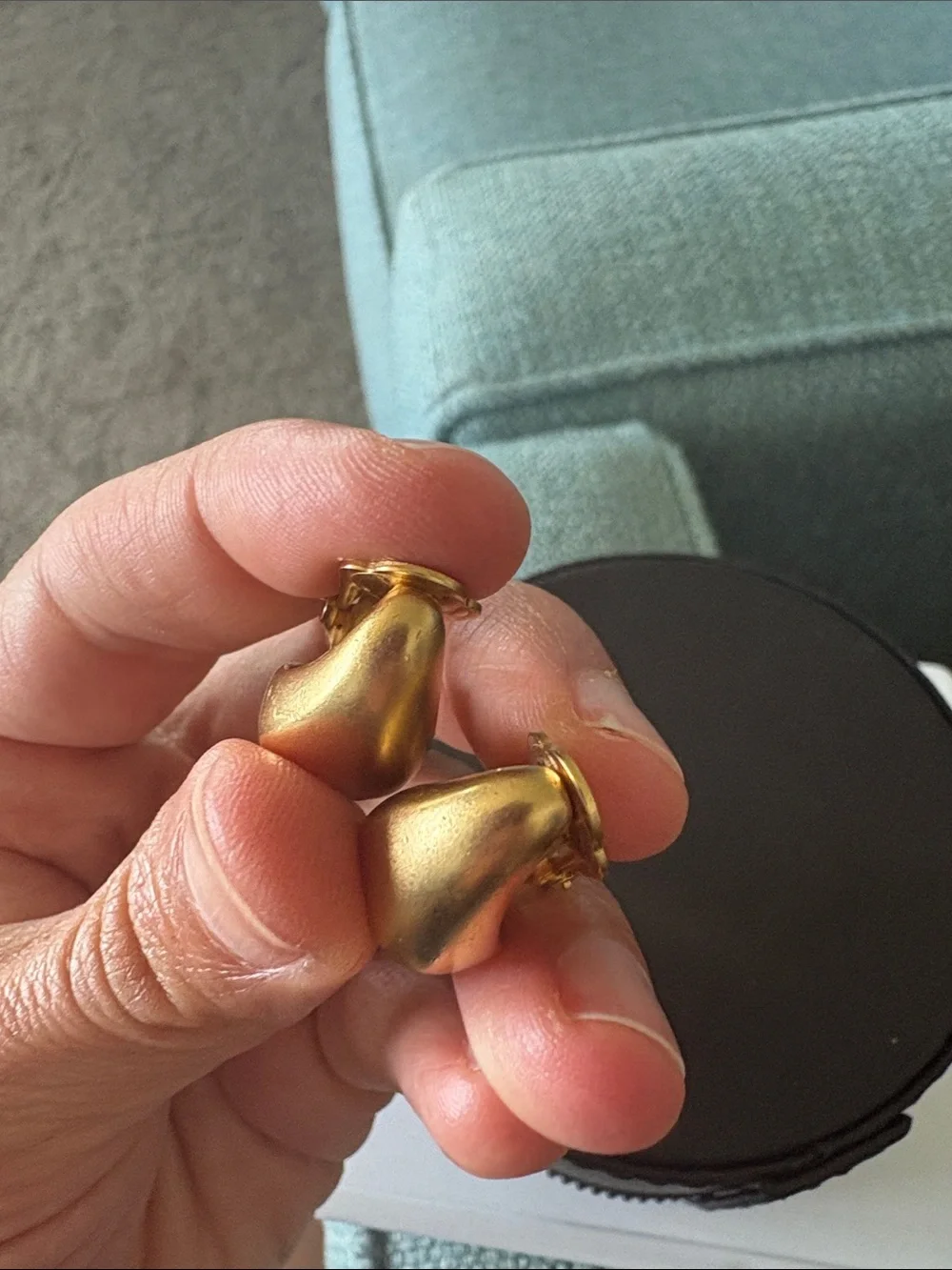 Vintage Gold Tone Teardrop Clip On Earrings Classic Minimalist runway